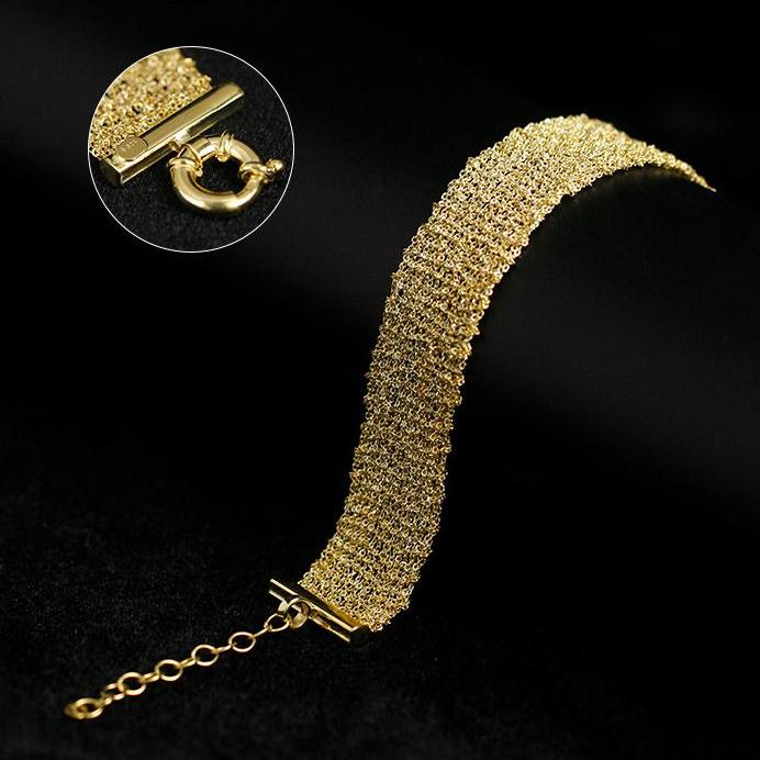 Sterling Silver Cross-Woven Mesh Bracelet | Gold Tone Bracelet BR07 Bracelet