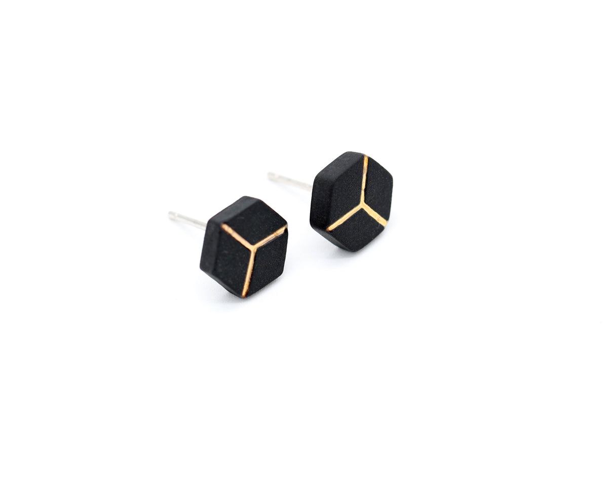 Boundary Ceramic Hexagon Earrings | Geometric Stud Earrings ER15