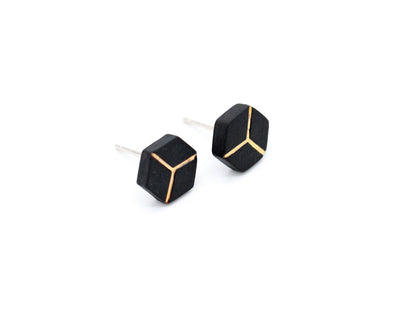 Boundary Ceramic Hexagon Earrings | Geometric Stud Earrings ER15