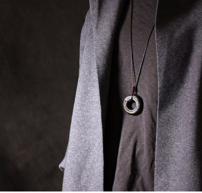 Ebony Wood Ring Pendant Necklace | Handcrafted Wooden Necklace N05