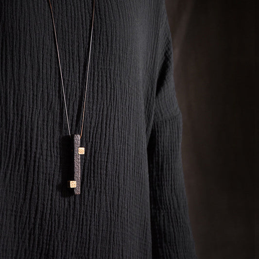 Ebony Wood Bar Pendant Necklace | Handcrafted Wooden Necklace N04