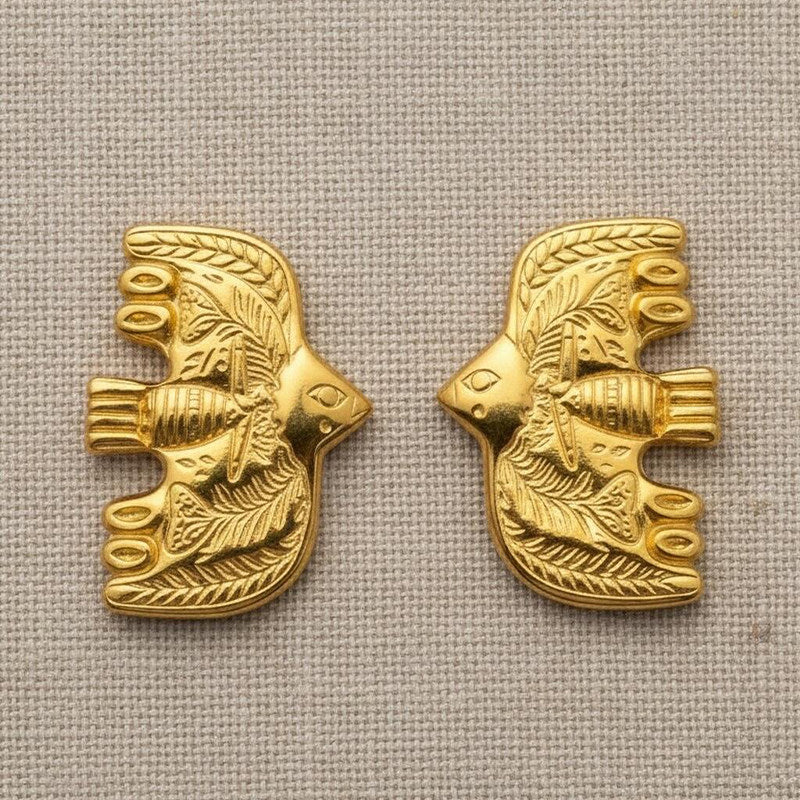 Wondrous Soaring Bird Stud Earrings | Engraved Artisan Jewellery E02 Earring