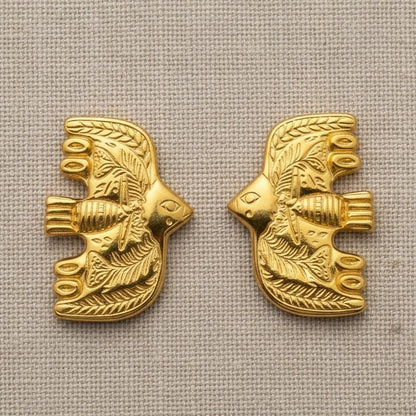 Wondrous Soaring Bird Stud Earrings | Engraved Artisan Jewellery E02 Earring
