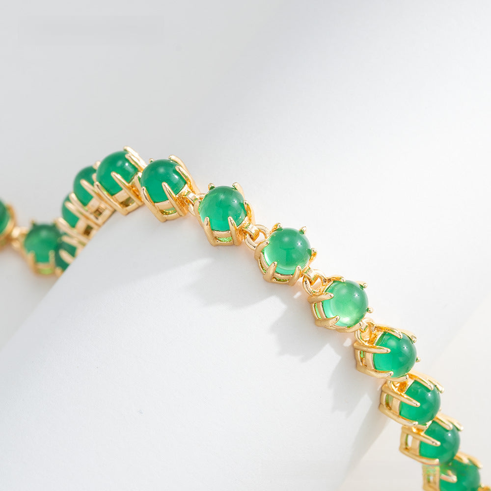 Jadeite Dry Green Round Bracelet Yang Green Jade Bracelet