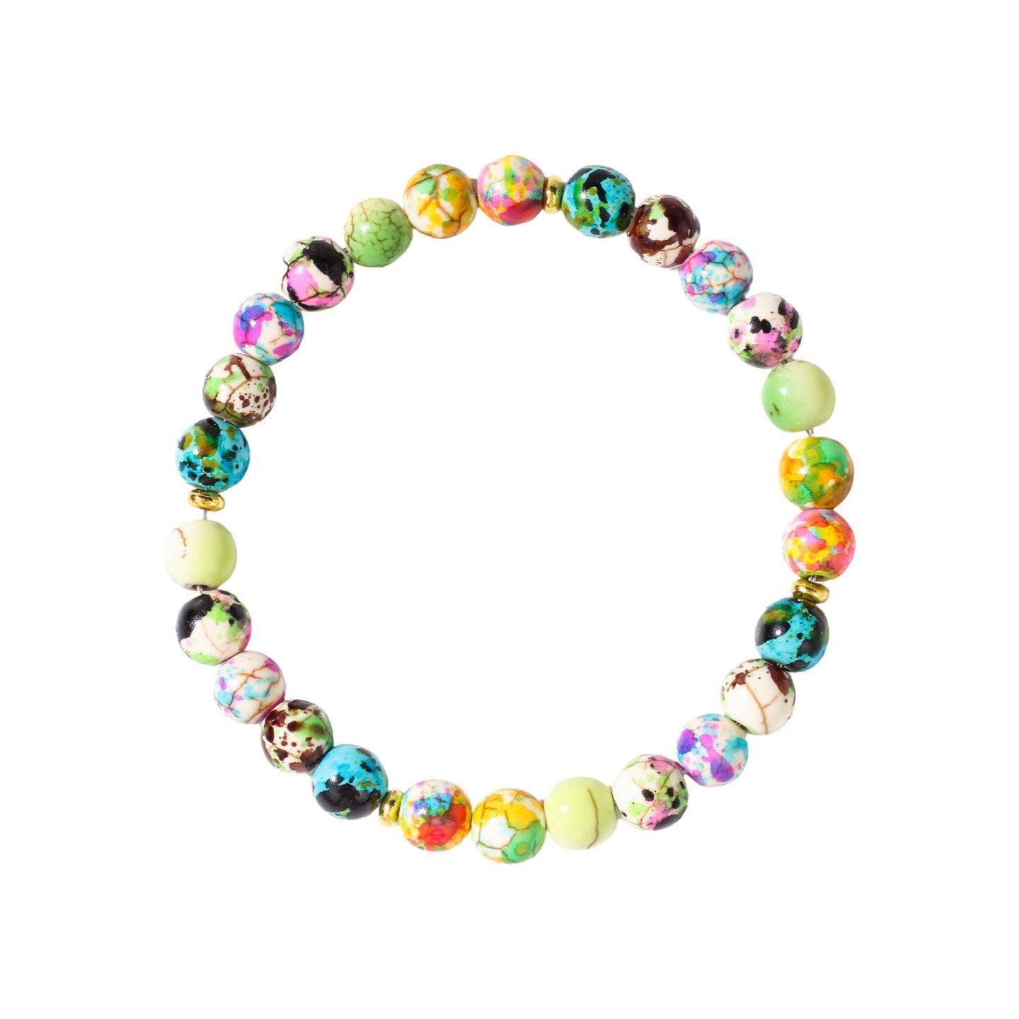 Bohemian Natural Stone Seven Chakra Yoga Synthetic Turquoise Bracelet for Women Beaded Round Bead Bracelet