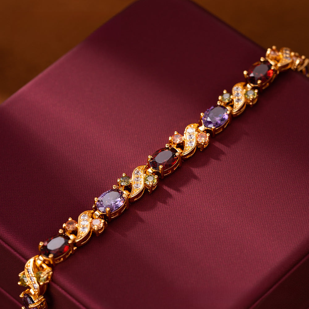Gorgeous Dinner Bracelet Jewelry Colorful Zircon Inlaid Bracelet