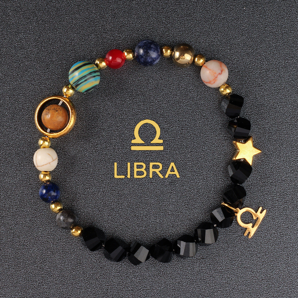 Twelve Constellations Bracelet Beaded Natural Stone Bracelet Universe Space Eight Planets Stone Picture Stone
