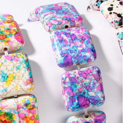 Square Natural Stone Hand-Strung Colorful Bracelet Beach Vacation Bohemian Bracelet Turquoise