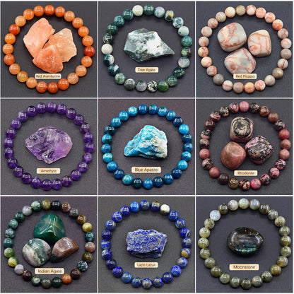 Crystal Bracelet Beads Natural Stone Bracelet Unisex Solid Color Simple Versatile Natural Stone Beads