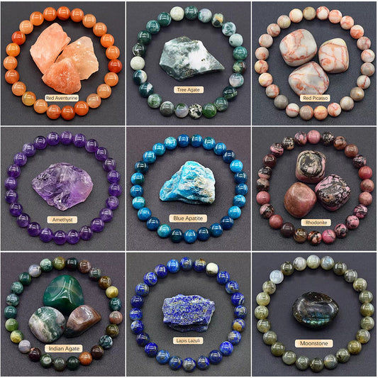 Crystal Bracelet Beads Natural Stone Bracelet Unisex Solid Color Simple Versatile Natural Stone Beads