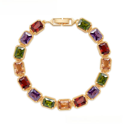 Gorgeous Dinner Bracelet Jewelry AAA Grade Zircon Inlaid Bracelet Colored zirconium (gold-plated)