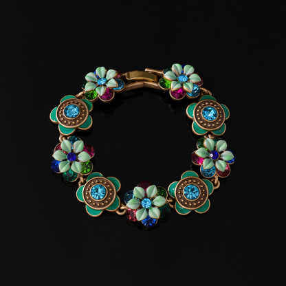 Palace Style Flower Necklace Vintage Set Antique Enamel Painted Bracelet Bracelet