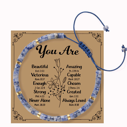 Adjustable Handmade Woven Bracelet Natural Stone Bohemian Colorful Aventurine Purple Braided Bracelet