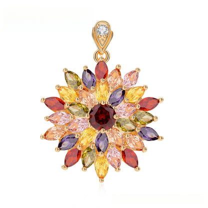 Colorful Flower Zircon Pendant Fashion Retro Style Color