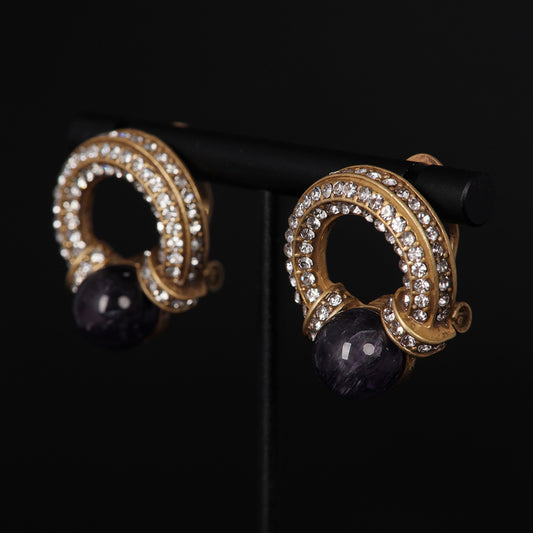 Vintage Purple Agate Drop Earrings - Heritage Elegance | iBrilliance