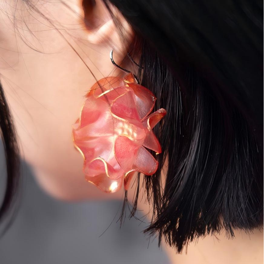 Devoted | Sculptural Leather Flower Earrings E04
