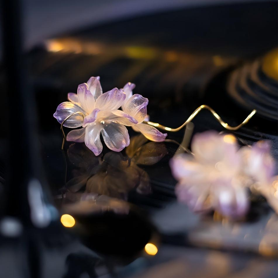 Wisteria | Sculptural Leather Flower Earrings E02