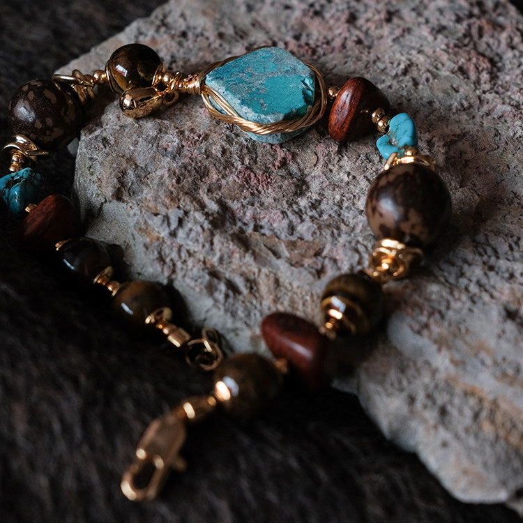 Moon Between Pines | Natural Turquoise Beaded Bracelet B02