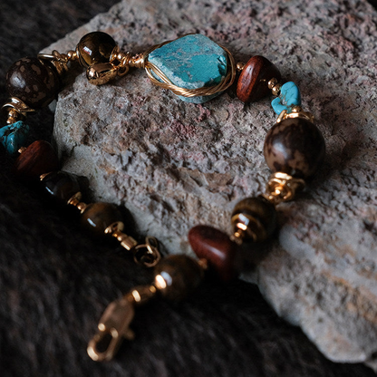 Moon Between Pines | Natural Turquoise Beaded Bracelet B02