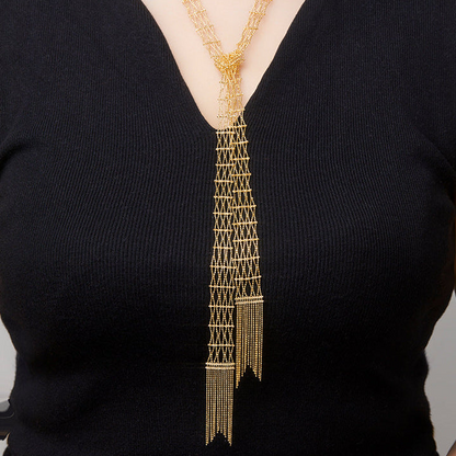 Sterling Silver Lace Fringe Scarf Necklace | Lariat Necklace NK12
