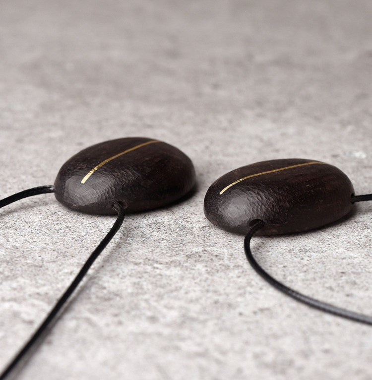 Ebony & Brass Inlay Oval Pendant Necklace | NK02
