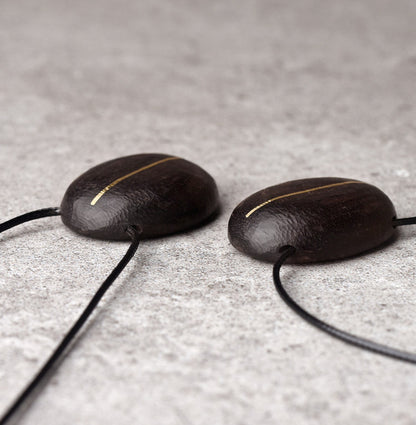 Ebony & Brass Inlay Oval Pendant Necklace | NK02