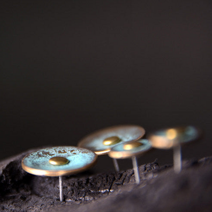 Patinated Bronze Disc Stud Earrings | ER02