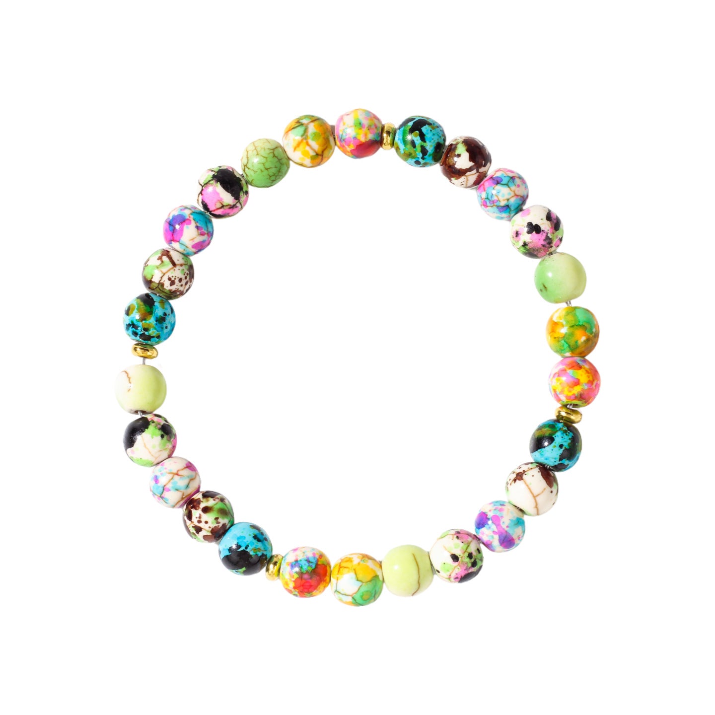 Bohemian Natural Stone Seven Chakra Yoga Synthetic Turquoise Bracelet for Women Beaded Round Bead Bracelet