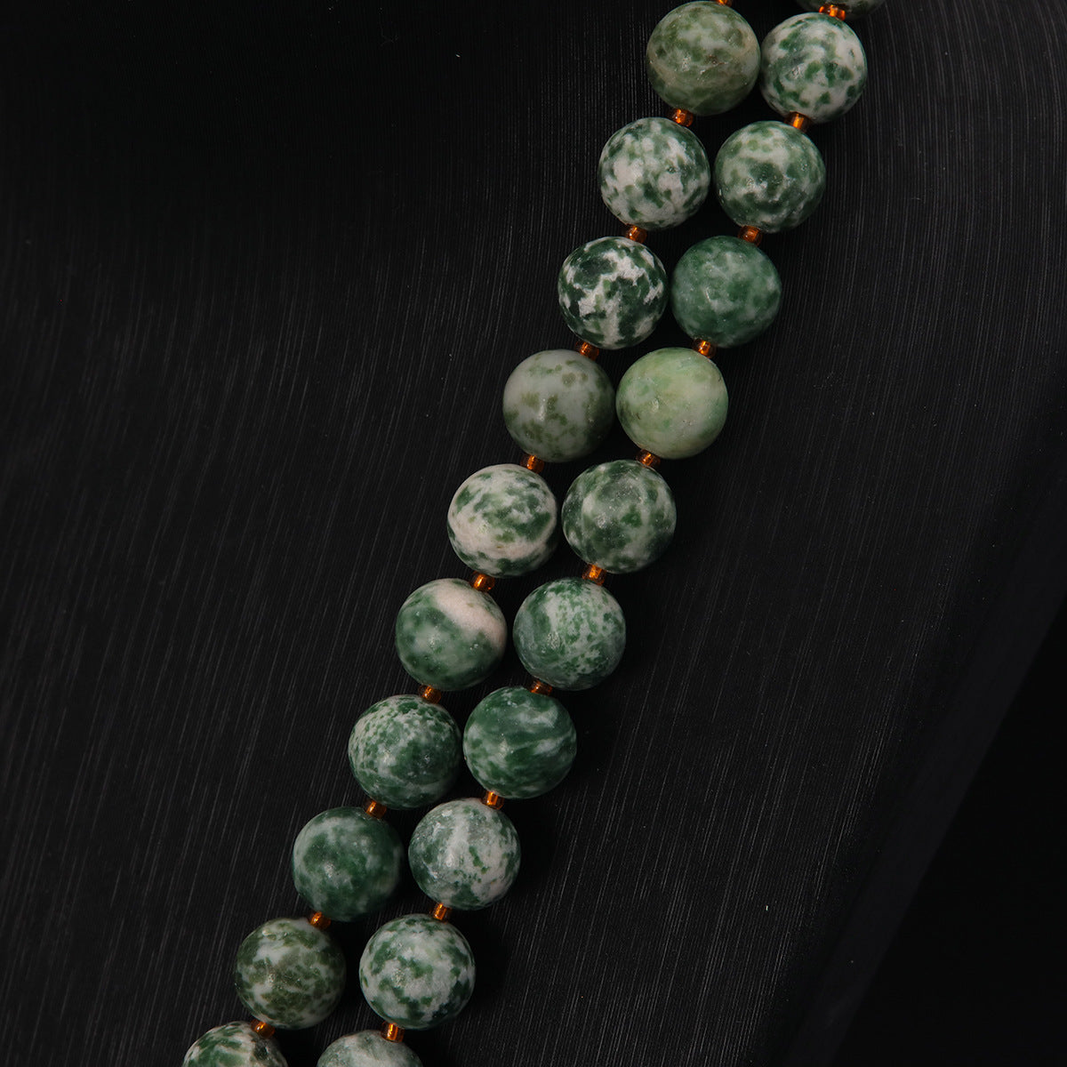 Green Pattern Stone Long Necklace - Verdant Retro Allure | iBrilliance