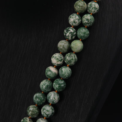 Green Pattern Stone Long Necklace - Verdant Retro Allure | iBrilliance