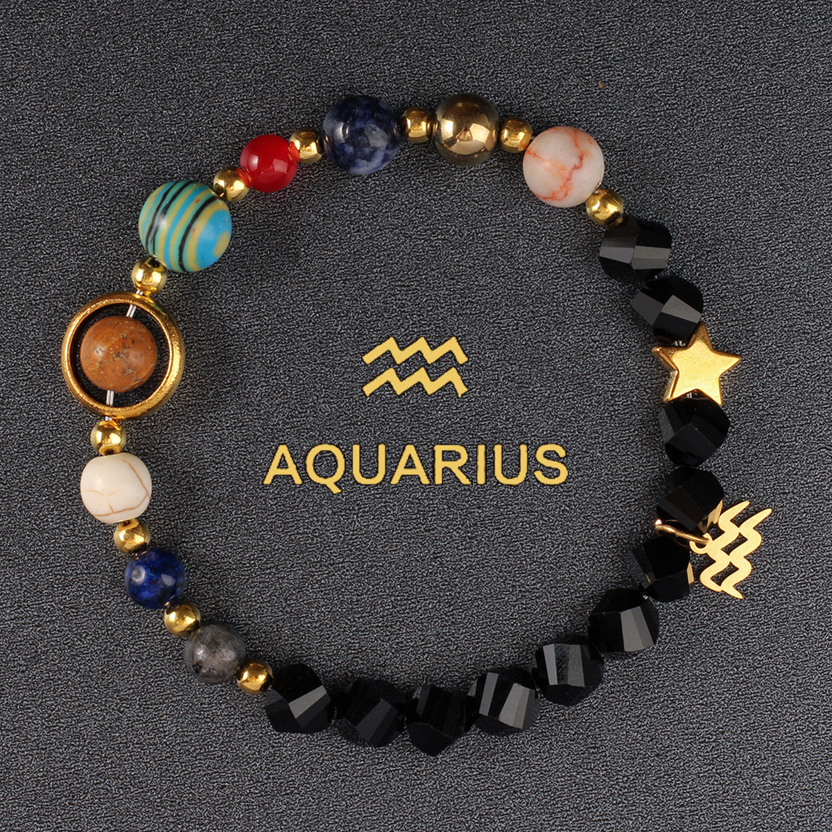 Twelve Constellations Bracelet Beaded Natural Stone Bracelet Universe Space Eight Planets Stone Picture Stone