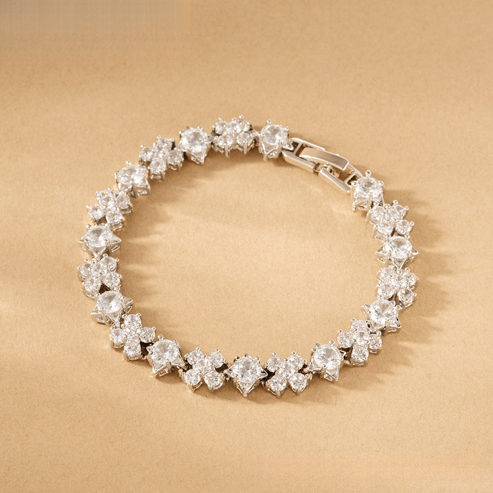 Gorgeous Dinner Bracelet Jewelry Red and White Zircon Inlaid Bracelet