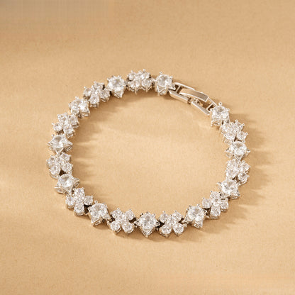 Gorgeous Dinner Bracelet Jewelry Red and White Zircon Inlaid Bracelet