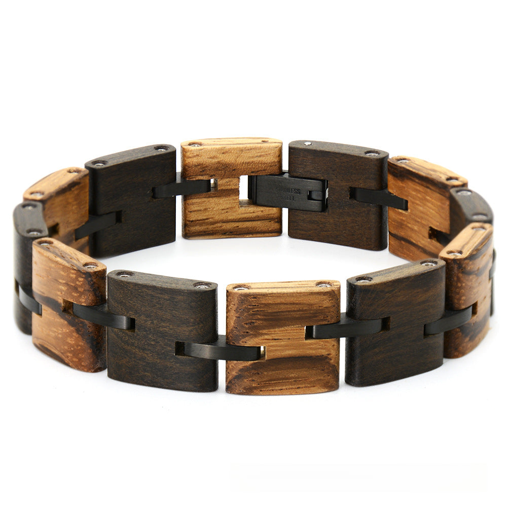 Sandalwood Bracelet | Vintage Stainless Steel & Natural Wood Bracelet