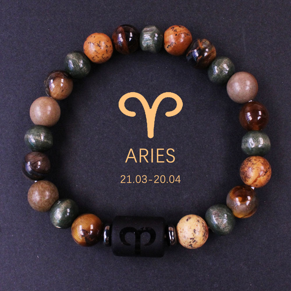 Twelve Constellations Bracelet Beaded Natural Stone Bracelet Universe Space Eight Planets Stone Picture Stone