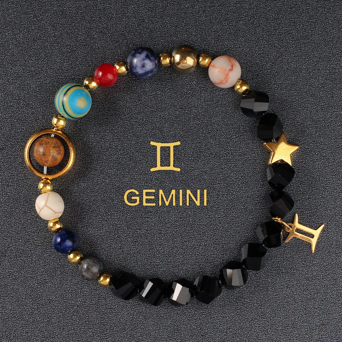 Twelve Constellations Bracelet Beaded Natural Stone Bracelet Universe Space Eight Planets Stone Picture Stone