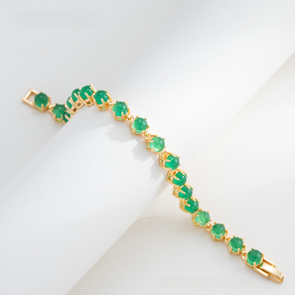 Jadeite Dry Green Round Bracelet Yang Green Jade Bracelet
