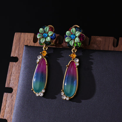 Palace Style Flower Necklace Vintage Set Antique Enamel Painted Bracelet