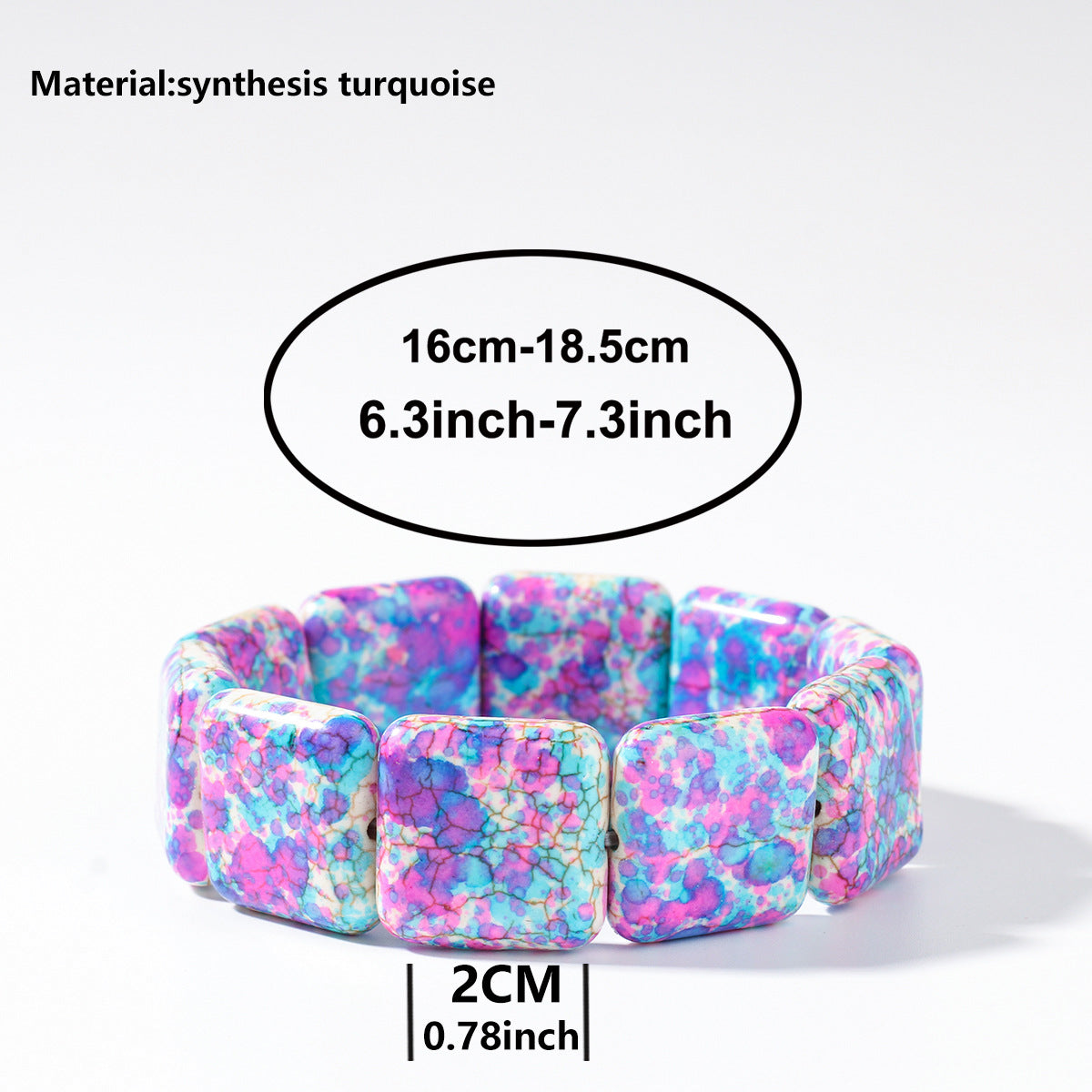 Square Natural Stone Hand-Strung Colorful Bracelet Beach Vacation Bohemian Bracelet Turquoise