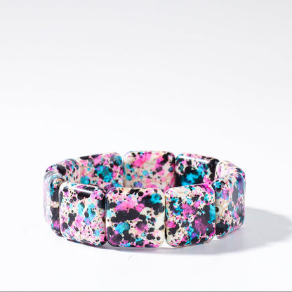 Square Natural Stone Hand-Strung Colorful Bracelet Beach Vacation Bohemian Bracelet Turquoise