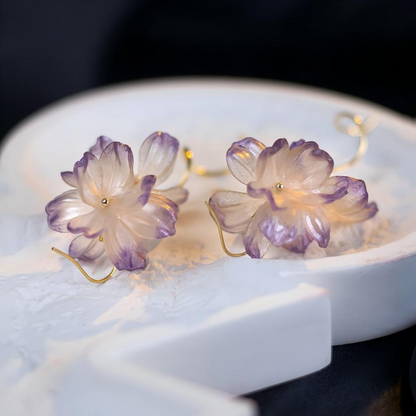 Wisteria | Sculptural Leather Flower Earrings E02