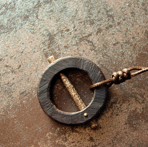 Ebony Wood Circle Pendant Necklace | Handcrafted Wooden Necklace N01