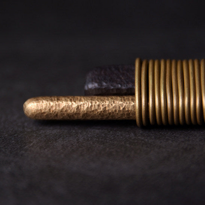 Vintage Ebony & Brass Wire Wrapped Pendant Necklace | NK01
