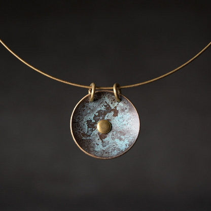 Oxidised Brass Circle Pendant | Necklace NK08