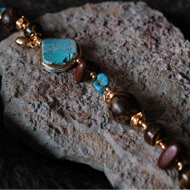 Moon Between Pines | Natural Turquoise Beaded Bracelet B02