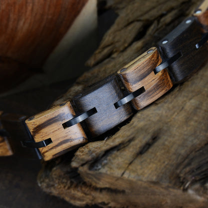 Sandalwood Bracelet | Vintage Stainless Steel & Natural Wood Bracelet