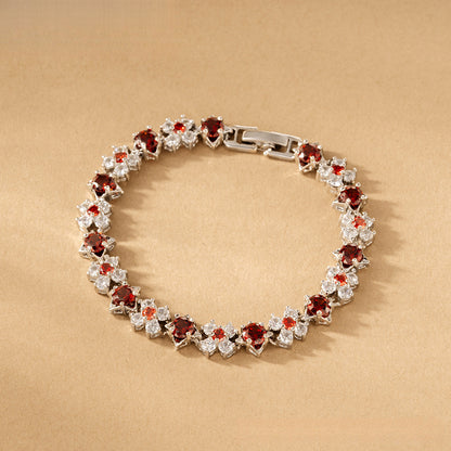 Gorgeous Dinner Bracelet Jewelry Red and White Zircon Inlaid Bracelet