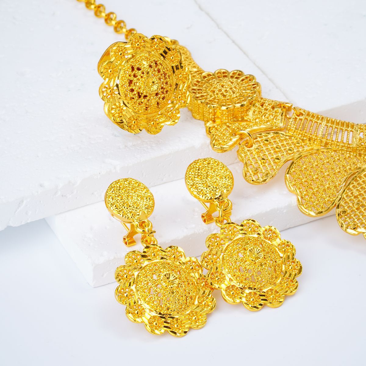 Triple Phoenix Wedding Necklace Set - Radiant Bridal Grace | iBrilliance