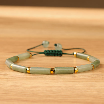 Natural Tiger Eye Stone Handmade Braided Bracelet for Men and Women, Adjustable Long Tube Woven Bracelet