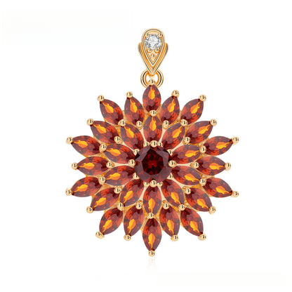 Colorful Flower Zircon Pendant Fashion Retro Style Red